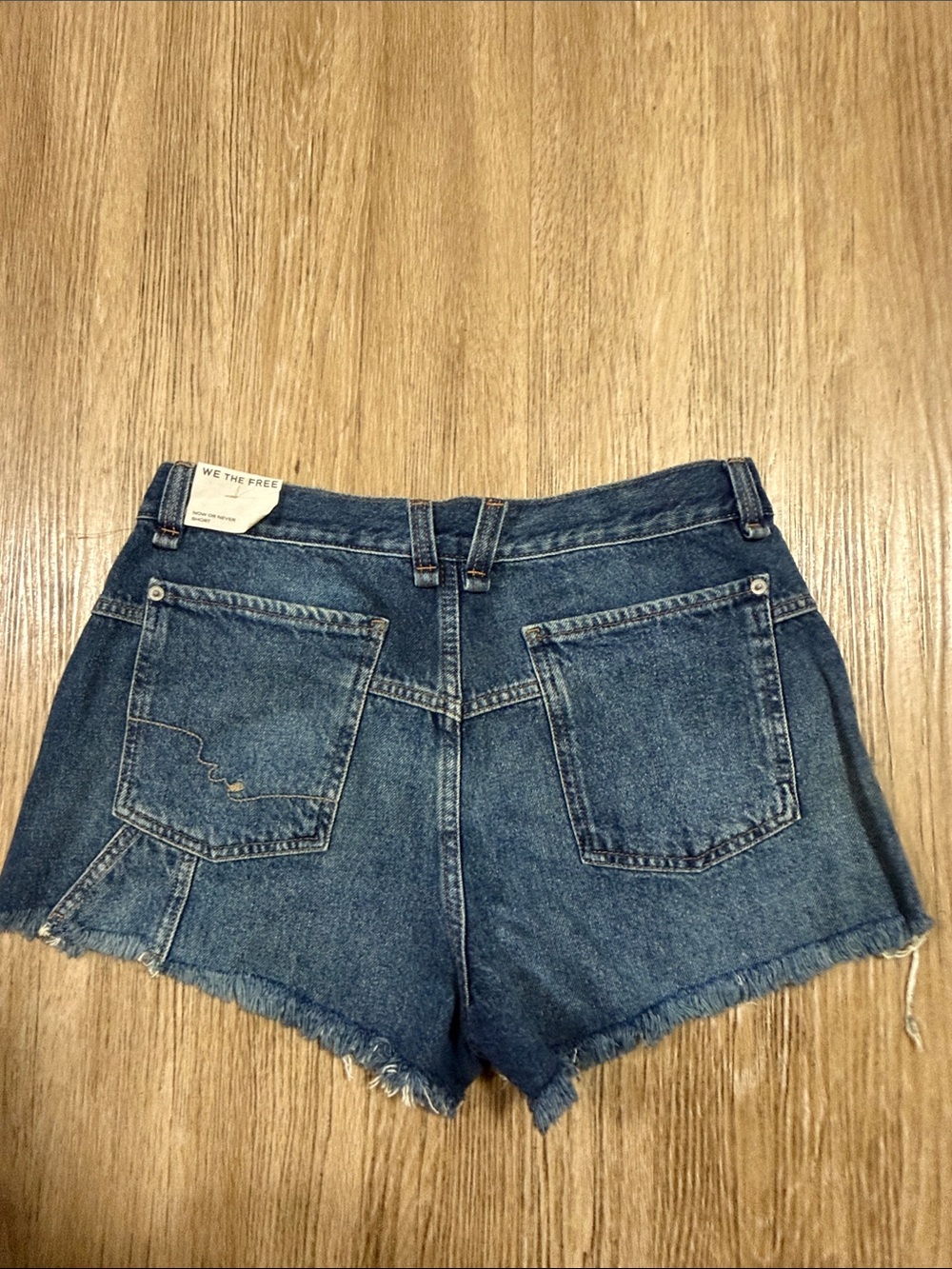 Free People Dark Blue Distressed Denim Shorts size 29 - Picture 3 of 6